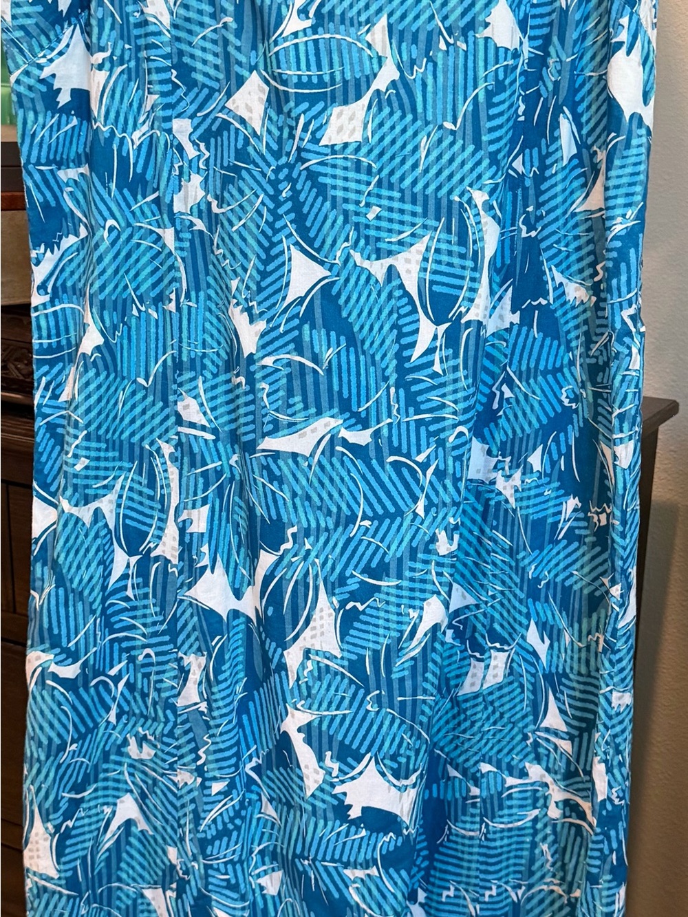 J. Jill Teal & White Floral-Leaf Maxi Skirt
